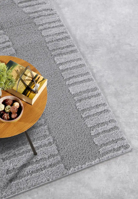 Elle Decoration elle gallery 106088 light grey Grey Living Room Geometric Rug.