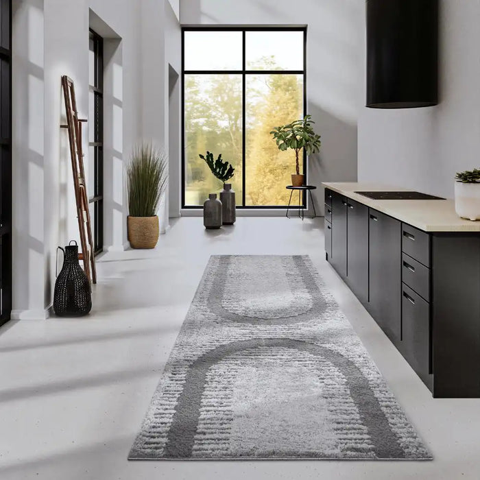 Elle Decoration elle gallery 106088 light grey Grey Living Room Geometric Rug.