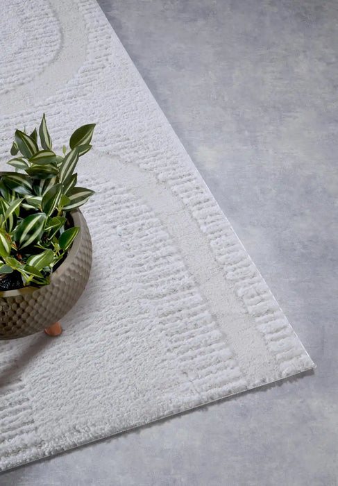 Elle Decoration elle gallery 106089 cream white Ivory Living Room Geometric Rug.