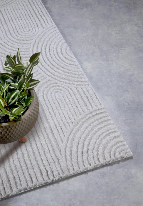 Elle Decoration elle gallery 106092 cream white Ivory Living Room Geometric Rug.