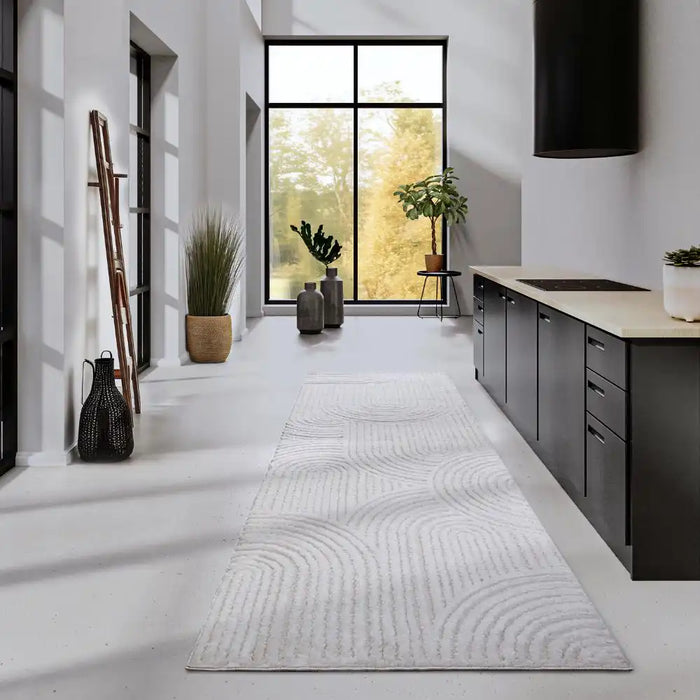 Elle Decoration elle gallery 106092 cream white Ivory Living Room Geometric Rug.