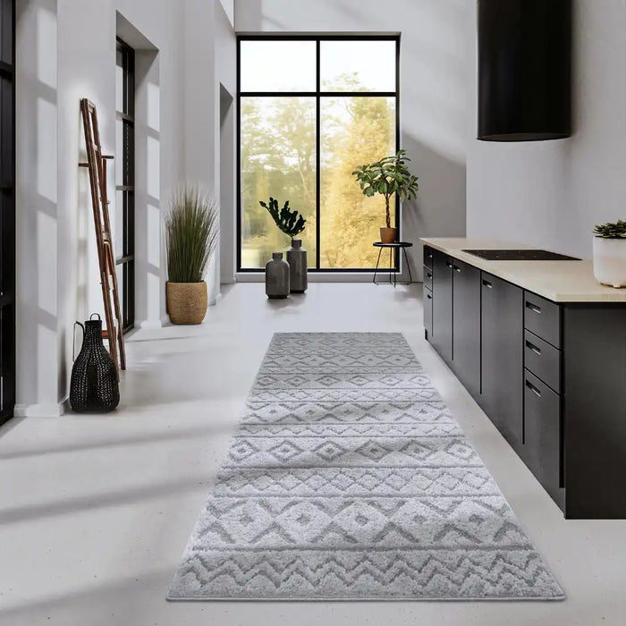 Elle Decoration elle gallery 106093 light grey Grey Living Room Geometric Rug.