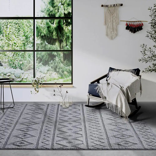 Elle Decoration elle gallery 106093 light grey Grey Living Room Geometric Rug.