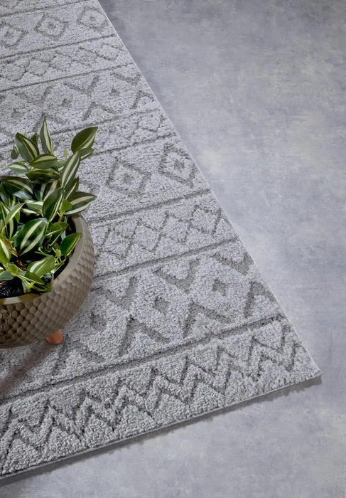 Elle Decoration elle gallery 106093 light grey Grey Living Room Geometric Rug.