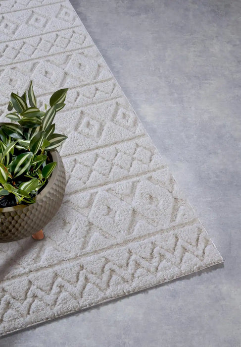 Elle Decoration elle gallery 106095 cream white Ivory Living Room Geometric Rug.
