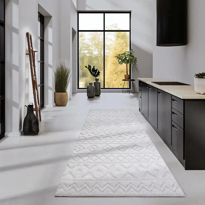 Elle Decoration elle gallery 106095 cream white Ivory Living Room Geometric Rug.