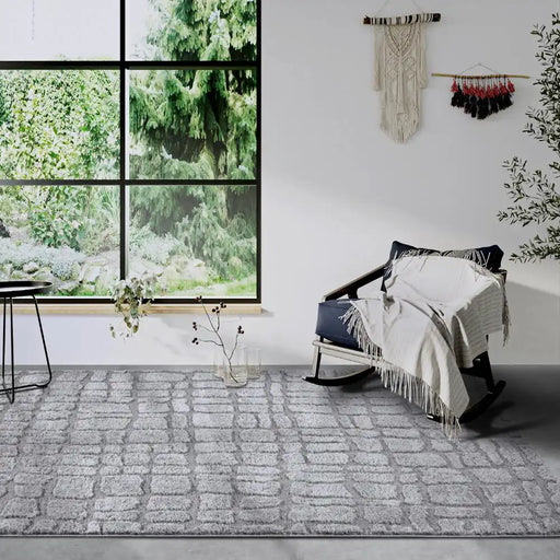 Elle Decoration elle gallery 106097 light grey Grey Living Room Geometric Rug.