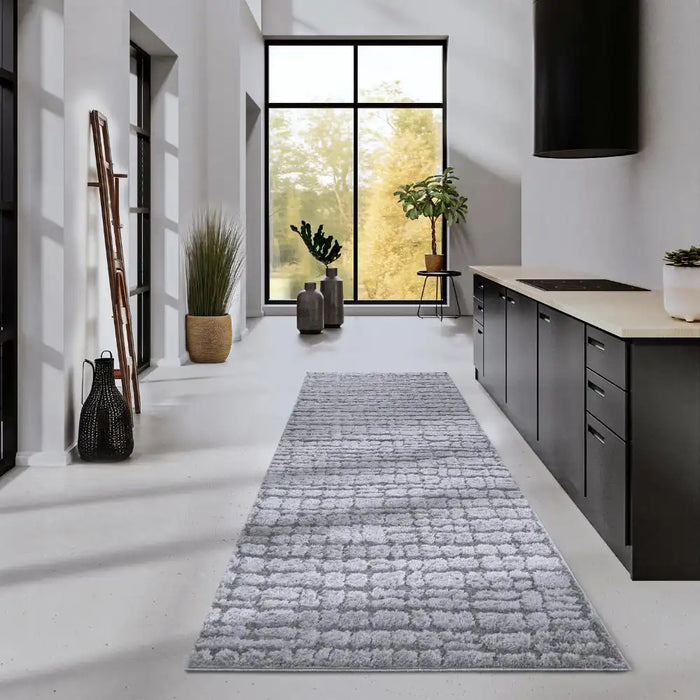 Elle Decoration elle gallery 106097 light grey Grey Living Room Geometric Rug.