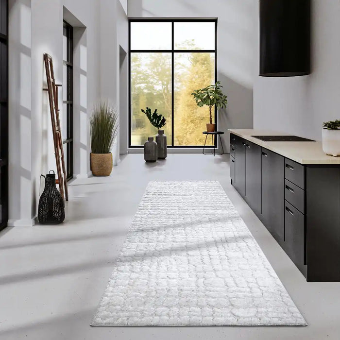 Elle Decoration elle gallery 106098 cream white Ivory Living Room Geometric Rug.