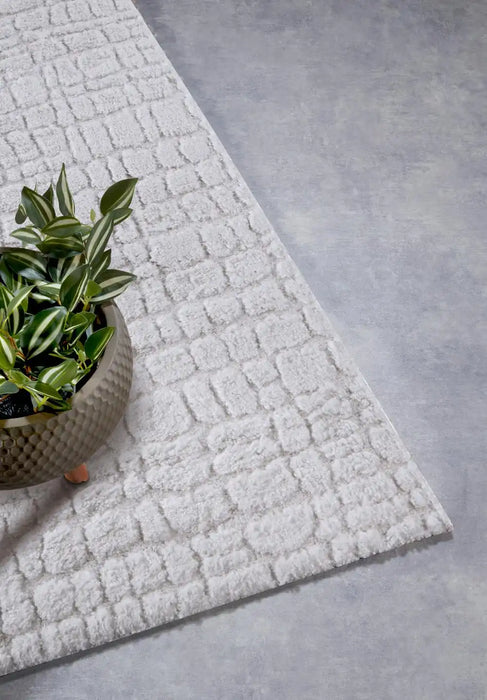 Elle Decoration elle gallery 106098 cream white Ivory Living Room Geometric Rug.