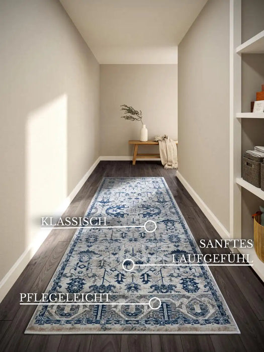 Villeroy and Boch kollektion 1869 106121 cream blue Blue, Cream Living Room  Rug.