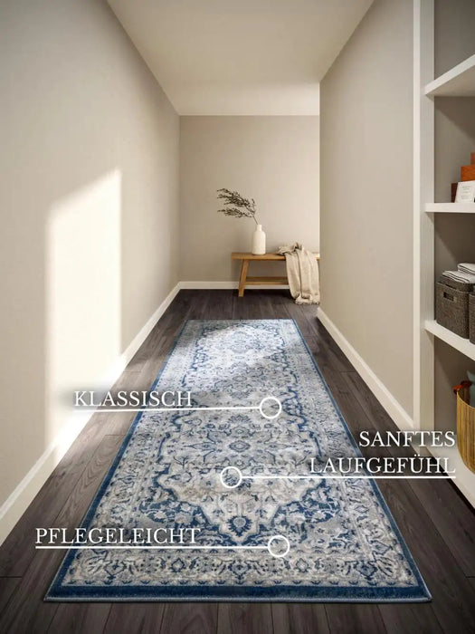 Villeroy and Boch kollektion 1869 106122 cream blue Blue, Cream Living Room  Rug.