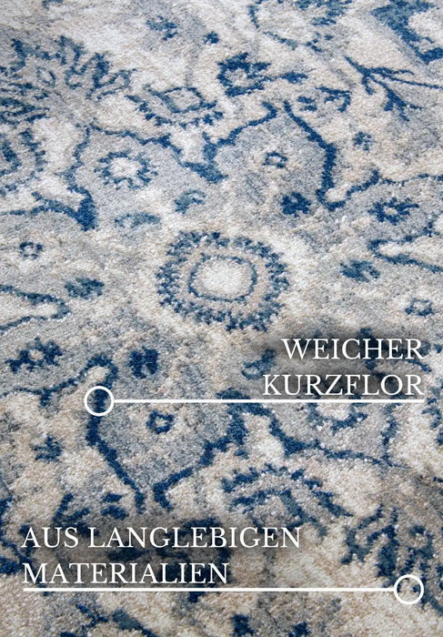 Villeroy and Boch kollektion 1869 106122 cream blue Blue, Cream Living Room  Rug.