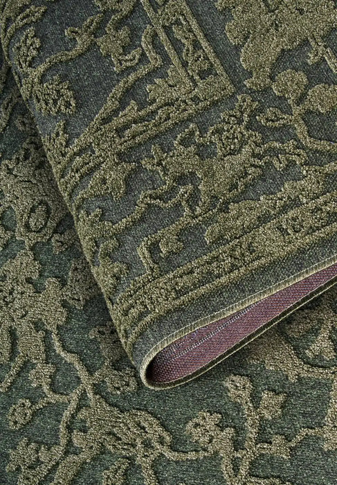 Villeroy and Boch 1879 106148 jungle green Green Living Room Geometric Rug.