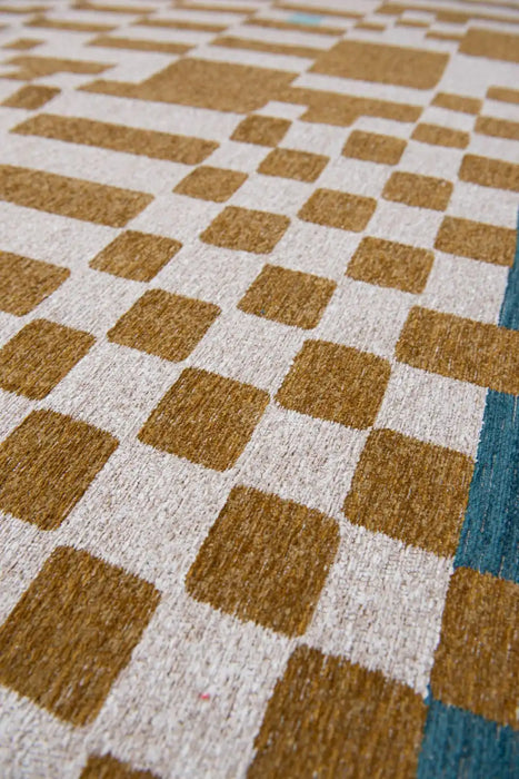 Louis de Poortere chess 109338 honey Yellow, Multicoloured Living Room  Rug.