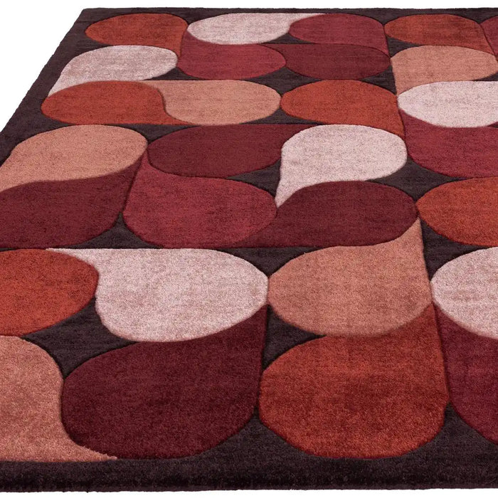 Red Wavy Rug Romy 14 Jive Red Multicoloured, Red Rug — RugsDirect Online