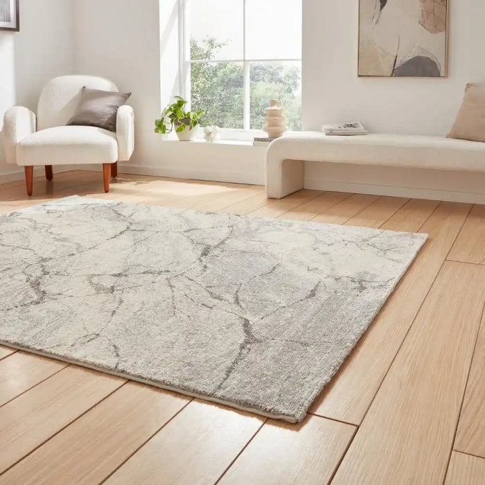 Think Rugs geneva think 1614 silver Grey Living Room Geometric Rug.