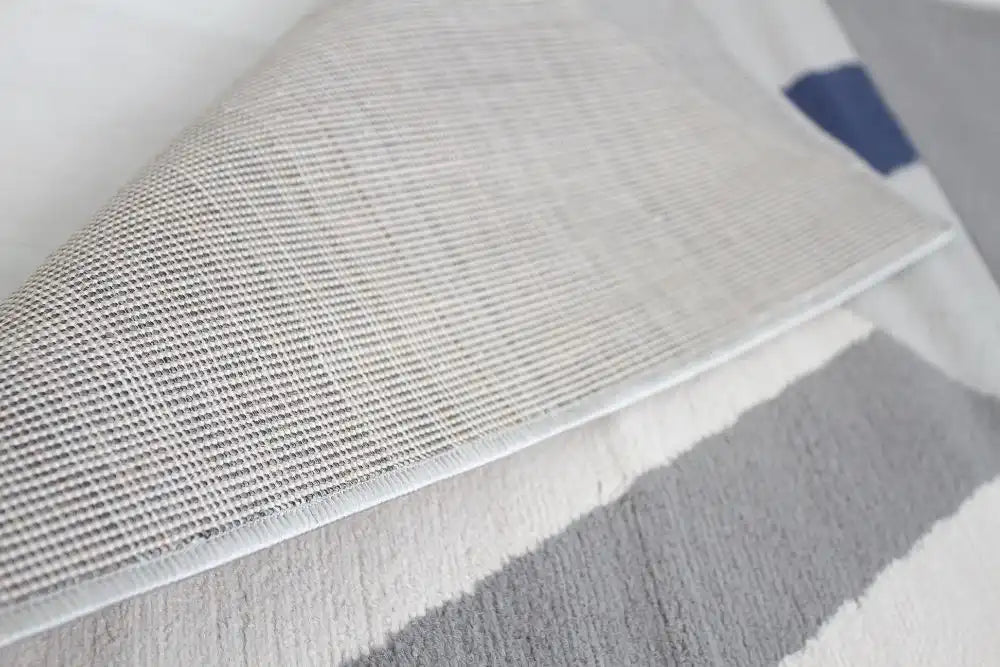 Rug Style balletto 186b beige navy Beige, Navy Living Room Geometric Rug.