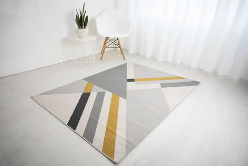 Rug Style balletto 186b grey ochre Grey, Yellow Living Room Geometric Rug.