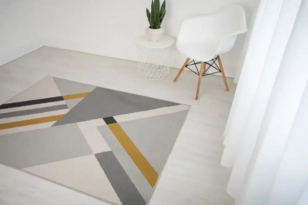 Rug Style balletto 186b grey ochre Grey, Yellow Living Room Geometric Rug.