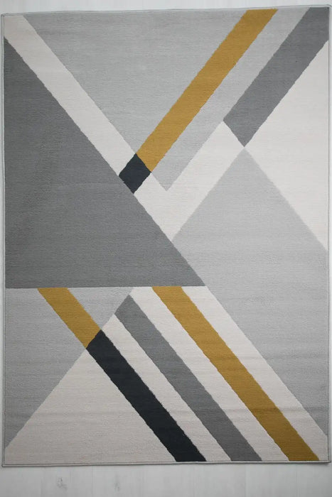 Rug Style balletto 186b grey ochre Grey, Yellow Living Room Geometric Rug.