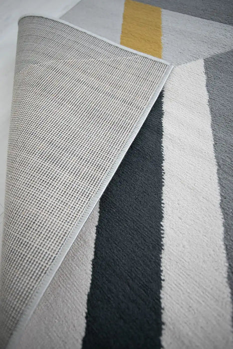 Rug Style balletto 186b grey ochre Grey, Yellow Living Room Geometric Rug.
