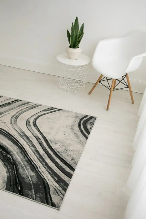 Rug Style balletto 18ba anthracite grey Grey Living Room Geometric Rug.