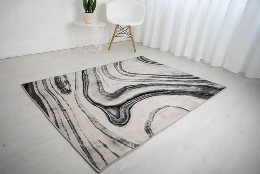 Rug Style balletto 18ba anthracite grey Grey Living Room Geometric Rug.