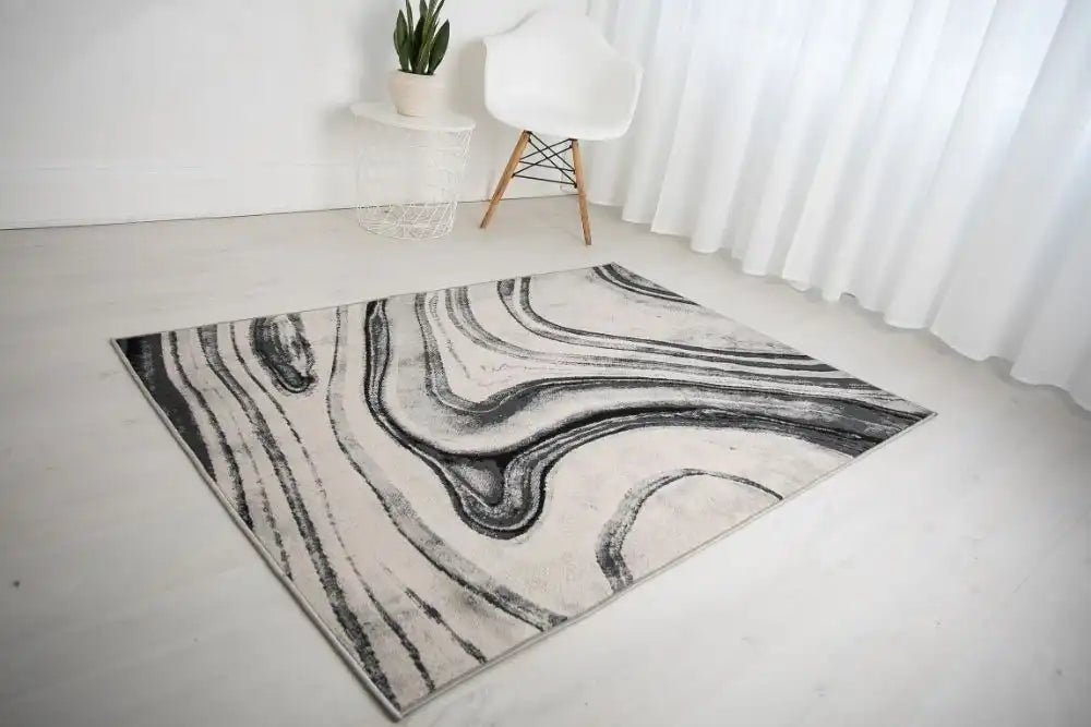 Rug Style balletto 18ba anthracite grey Grey Living Room Geometric Rug.