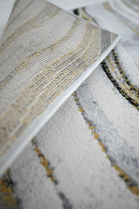 Rug Style balletto 18ba anthracite ochre Green, Yellow Living Room Geometric Rug.
