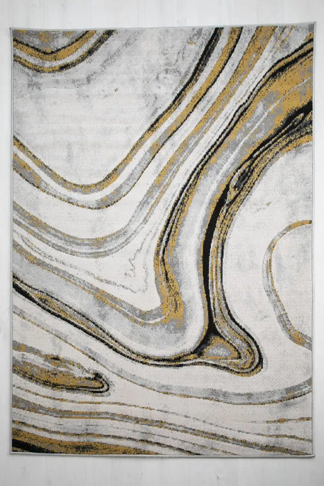 Rug Style balletto 18ba anthracite ochre Green, Yellow Living Room Geometric Rug.