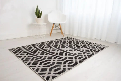 Rug Style balletto 18fa anthracite light grey Grey Living Room Geometric Rug.