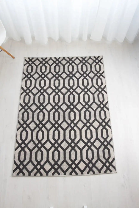 Rug Style balletto 18fa beige anthracite Grey, Beige Living Room Geometric Rug.
