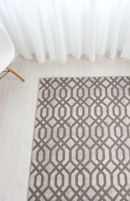 Rug Style balletto 18fa beige grey Grey, Beige Living Room Geometric Rug.
