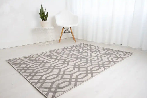 Rug Style balletto 18fa beige grey Grey, Beige Living Room Geometric Rug.