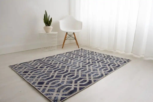 Rug Style balletto 18fa blue Blue Living Room Geometric Rug.