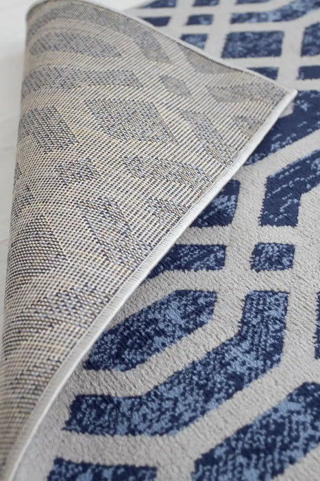 Rug Style balletto 18fa blue Blue Living Room Geometric Rug.