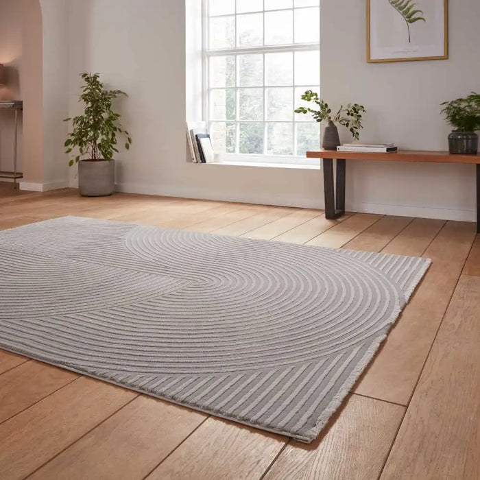 Think Rugs flores by think 1924 grey Grey Living Room Shaggy Rug.