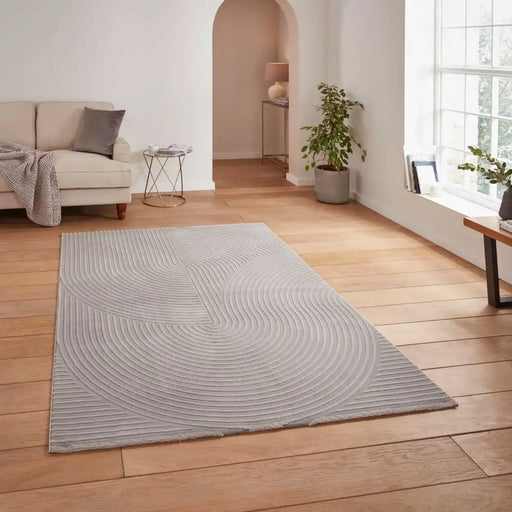 Think Rugs flores by think 1924 grey Grey Living Room Shaggy Rug.