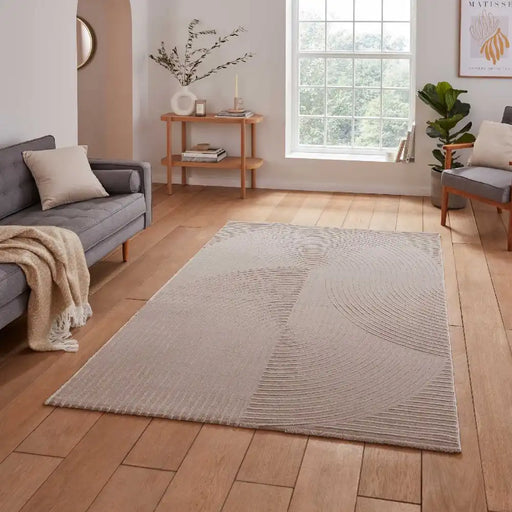 Think Rugs flores by think 1924 mink Brown, Beige Living Room Shaggy Rug.