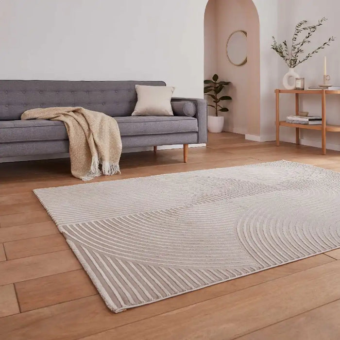 Think Rugs flores by think 1924 mink Brown, Beige Living Room Shaggy Rug.