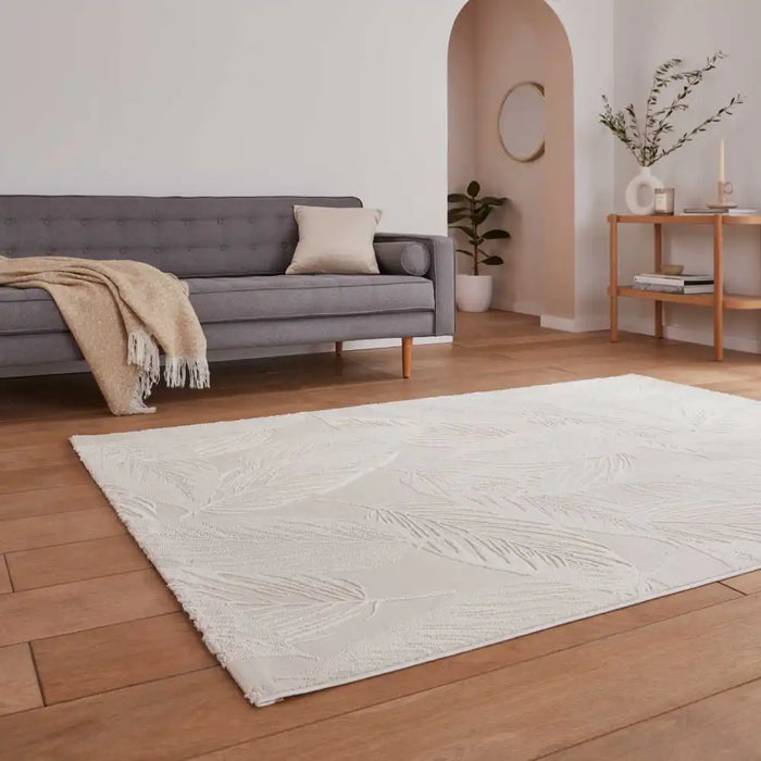Think Rugs flores by think 1925 cream Ivory, Cream Living Room Shaggy Rug.