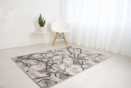 Rug Style balletto 19na beige anthracite Beige, Black Living Room Geometric Rug.