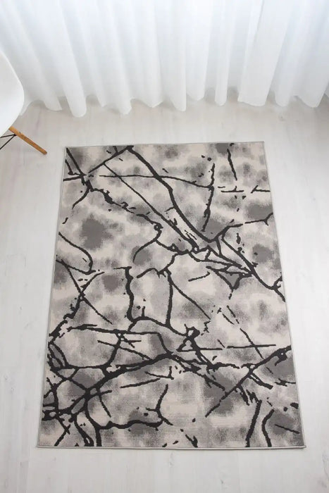 Rug Style balletto 19na beige anthracite Beige, Black Living Room Geometric Rug.