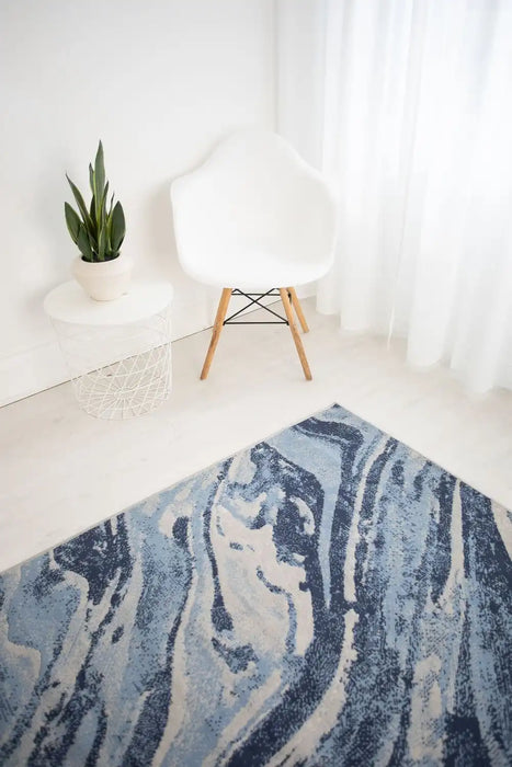 Rug Style balletto 21ea blue Blue Living Room Geometric Rug.