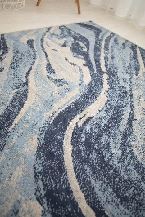 Rug Style balletto 21ea blue Blue Living Room Geometric Rug.