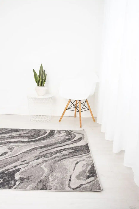 Rug Style balletto 21ea grey anthracite Grey Living Room Geometric Rug.
