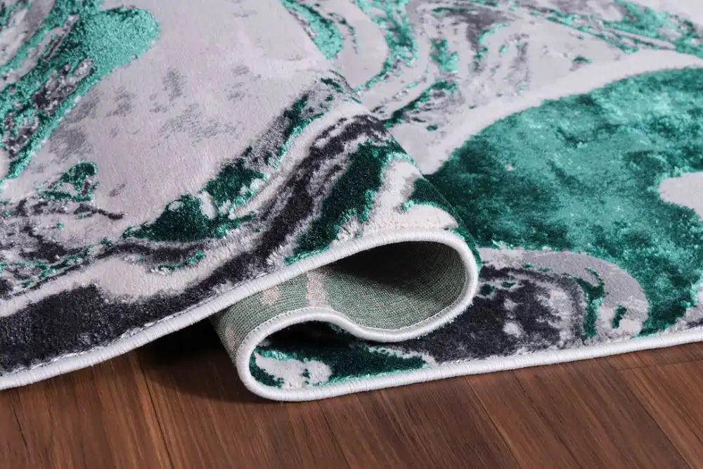 Serdim Rugs emperor 315 solarius aqua Green, Grey Living Room Geometric Rug.