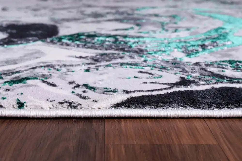 Serdim Rugs emperor 315 solarius aqua Green, Grey Living Room Geometric Rug.