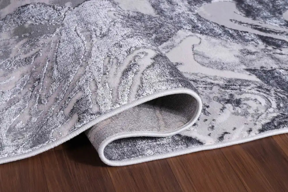 Serdim Rugs emperor 315 solarius silver Grey Living Room Geometric Rug.